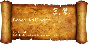 Brood Nándor névjegykártya